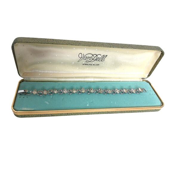 Vintage Van Dell Sterling Silver Rhinestone Bracelet - Picture 1 of 6